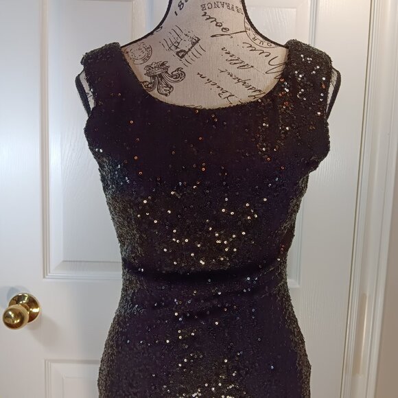 Seductions NWOT Black Sequins Bodycon Cocktail Formal Mini Dress Women Size S - Picture 4 of 16